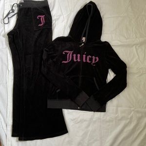 Juicy couture black velour tracksuit